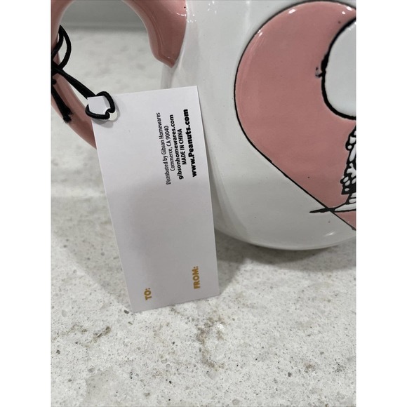 SNOOPY HUG CHARLIE BROWN Valentines Round 18oz Mug Heart In Bottom 2023 Gift Tag - Picture 6 of 6